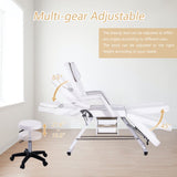 Jaxilyn Massage Bed Tattoo Chair Massage Salon with Two Trays,Esthetician Table with Hydraulic Stool,Multi-Purpose 3-Section Facial Bed Table, Adjustable Beauty Barber Spa Beauty Equipment White