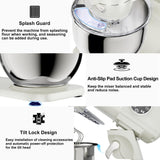 8.45 QT All Metal Stand Mixer,10 Speed Large Capacity Kitchen Mixer with Digital Timer & Tilt-Head, Electric Mixer with Whisk Dough Hook Mixing Beater (White)