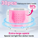 MEKK Cordless UV LED Nail Lamp, 54W UV Light for Gel Nails with Hand-Friendly Red Light, Auto Sensor Professional Flash Cure Lamp with Rotatable LCD Display for Salon and Home, Checkered Design, White