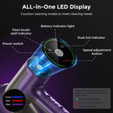 MBTTODF Cordless Vacuum Cleaner,Vacuum Cleaner for Home with Brushless Motor,Lightweight Stick Vacuum with Self-Standing and Touch Screen,Hardwood Floor Vacuum for Pet Hair,Carpets,Tile(Dark Purple)