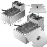 Heavy Duty Deep Fryer, 6.3QT/6L Stainless Steel Large Single-Cylinder Electric Fryers with Removable Basket and Professional Heating Element, 100V/2500W Max US Plug
