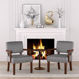 FAGAGA Accent Chairs Set of 2, 2 Solid Wood Armchairs with Side Table