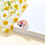 Oseew 18k gold mother Ring 10k Rose Gold Personalized 3 Birthstones Rings for Women Personalized 3 Birthstones Rings 14k Rose gold Mother's Ring With 3 Names Mother Daughter Ring