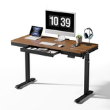 EUREKA ERGONOMIC Vintage Standing Desk with Drawers, 55 Inch Electric Standing Desk Adjustable Height, Sit Stand with Power Outlet & USB, Home Office Work Gaming, Deep Walnut