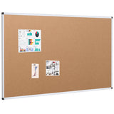VIZ-PRO Large Cork Bulletin Board, 60 X 48 Inches, Wall-Mounted Corkboard with Silver Aluminium Frame for School, Office, and Home 5' X 4'