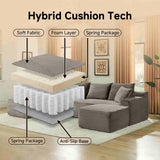 115" Boneless Couch for Living Room, U-Shaped Sectional Cloud Sofa-Camel