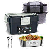 Heated Lunch Box Battery Powered with Automatic Heating, 16,000mAh Cordless Heatable Lunchbox for Adults, 1.6L Portable Food Warmer with Insulated Carry Bag Green
