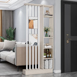 Modern Room Divider Shelf Floor to Ceiling EntHall Sto Rack Room for Home Office Restaurant KhakiWhite Color