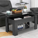 39" Lift Top Coffee Table with Hidden Compartment, Storage Shelf and Sturdy Lift Tabletop Design, Wooden, Extra Storage Space, Multifunctional for Living Room, Office, Black
