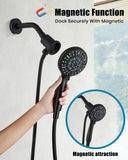 brassqueen Tub Shower Faucet Set with Magnetic 5-Function Handheld bathtub shower faucet set with Rough-in Valve Trim Kit Matte Black