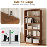 5-Tier Bookshelf, 71" Tall Bookcase, Open Display Shelves, Walnut