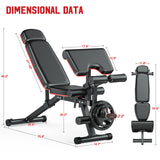 XDDIAS Workout Bench, Adjustable Weight Bench with Leg Extension and Leg Curl, Extended Headrest, 900LBS Preacher Curl Bench Incline Decline Flat Workout Bench for Home Gym Full Body Exercise XDDIAS