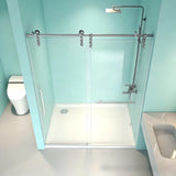 LOHCEH Shower Door,44-48" W x 76" H Sliding Frameless Shower Door,Adjustable Width,5/16"(8mm) SGCC Tempered Glass,Stainless Steel Hardware,Brushed Nickel