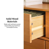 Walker Edison Sloane 6-Drawer Solid Wood Dresser with Metal Handles, 52 Inch, Caramel