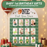 DegoCython My First Year Photo Frame,wooden 12 month picture frame for baby first year, t 2x3 Inch Picture Holder With Hang Hooks, Desktop Display For Infant 0-12 Months, Baby Gift, Birthday Party