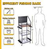 Fishing Rod Holders for Garage,Fishing Pole holders,Fishing Gear Storage up to 12 Rods with Hooks and Wheels SOYEEZE