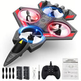 RGIMF RC Planes with Light, Remote Control Airplanes, RC Airplane Fighter Jet, 360° Flip, Stunt Roll, Drones for Men, RC Airplane (Grey - Plastic)