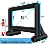 AZXRHWYGS 16 Feet Inflatable Projector Screen Outdoor Inflatable Movie Screen with Blower Carry Bag - Front and Rear Projection Blow Up Screen for Backyard Movie Night Pool Party