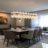 MELKZENPD 60-Inch Gold Modern Crystal Chandelier, 24 Lights, Large Rectangle 2-Tier K9 Crystal Raindrop Pendant Light Fixture for Dining Room, Living Room, Kitchen Island, Bedroom
