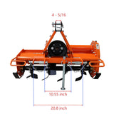 LEDTUS 53” 3 Point Rotary Tiller for 20-30HP Compact Tractors – Cat 1 Cultivator with 540 RPM PTO Drive, 32 Replaceable L-Shaped Tines for Maximum Width Coverage (53")
