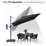 PURPLE LEAF Patio Outdoor Umbrella 9' x 9' Square All-Weather Black