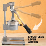 ARINOO Kitchen Cast Iron Citrus Juicer,Manual Hand Press Orange Juicer,Heavy Duty Countertop Squeezer for Lemon,Orange, Easy to Use & Clean（Grey)