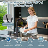 TOYWIA Kitchen Faucets with Soap Dispenser, Matte Black Single Handle High Arc Stainless Steel Sink Faucet with Pull Down Sprayer, 1 or 3 Hole Deck Plate Mount for Bar, RV, Laundry, Outdoor