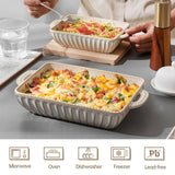 Feenmai Casserole Dish for Oven, Ceramic Baking Dishes Set, Vintage Hobnail Bakeware Sets of 3, Rectangular Baking Pan, Deep Lasagna Pan with Handle for Cake, Wedding Kitchen Gift, 13.77“/11.6"/8.85"