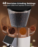 Tuni G1 Conical Burr Coffee Grinder, 48 Grind Settings Anti-static Burr Mill, Precision Electronic Timer and LED Touchscreen