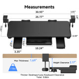 XINLEI Keyboard Tray Under Desk with Storage Drawer Large C-Clamp 26.7”(31” Including Clamps) x 11.8” Slide-Out Platform Computer Drawer Pull Out Keyboard & Mouse Tray DSF7CT