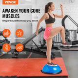 VEVOR 23-inch Half Exercise Ball Trainer, 660 lbs Capacity Balance Ball, Includes Resistance Bands and Pump, Ideal for Full Body Workouts, Yoga, and Strength Training at Home Gym, Blue