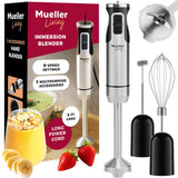 Blender Handheld - 8 Speed Stainless Steel Electric Hand Blender, 3 in 1 Emulsion Blender Handheld Mueller