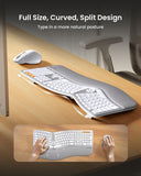 ProtoArc EKM01 Plus Wireless Ergonomic Keyboard Mouse Combo - White Silver