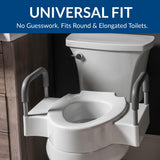 Bemis Rise 4.5" Raised Toilet Seat with Support Handles, Hinges Never Loosen, Fits Round and Elongated