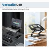 Adjustable Laptop Cooling Stand with 2 Quiet Fans & RGB Lighting, Aluminum Alloy & Foldable Ergonomic Design for MacBook