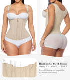 YIANNA Waist Trainer for Women Tummy Control Underbust Hourglass Corset Waist Cincher Vest Sport Girdle Postpartum Faja Body Shaper with Zipper and Hooks, YA7293-Beige-XL
