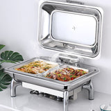XAWSOP Stainless Steel Chafer Dish, Buffet Servers and Warmers Food Warmer for Parties Warming Tray, Electric Adjustable Temperature Control, Compact Table Top Design,9L-B
