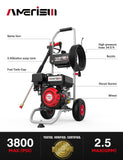 AMERISUN Gas Pressure Washer 3800 PSI and 2.5 GPM, 212CC, with Onboard Soap Tank, 10" Wheel, 5 Nozzle Set, for Cars/Fences/Homes/Patios/Furniture