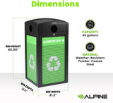 Alpine 40-Gallon Outdoor Recycling Bin – Commercial Trash Can with Locking Lid