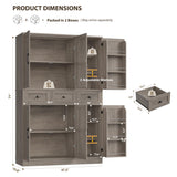 HITHOS Tall Kitchen Pantry Storage Cabinet w/Drawers & Shelves, Ash Gray
