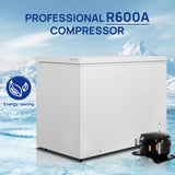 Smad Chest Deep Freezer 14 Cu Ft, Large Chest Freezer with 7 Level Adjustable Temperature,Compact Freestanding Top-opening Deep Freezer with Removable Storage Basket, Wheels, White