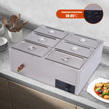 Bain Marie Electric Food Warmer, 850W 6-Pan Commercial Countertop Steamer Stainless Steel Bain Marie Steam Table Steamer for Catering and Restaurants US Stock (6-pan)