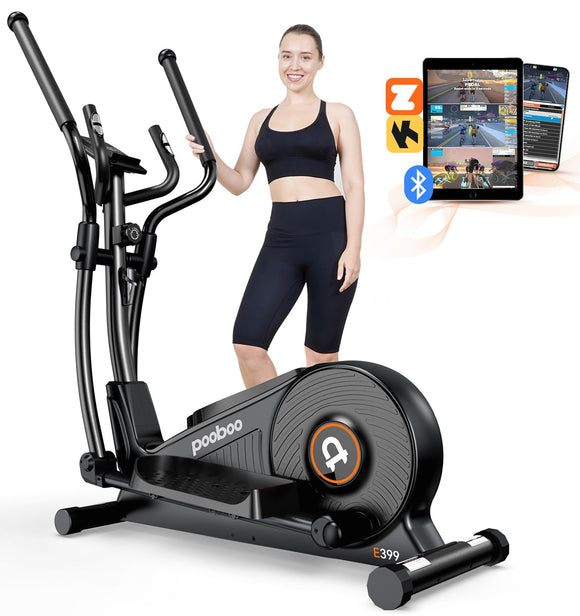 pooboo Elliptical Machine, Elliptical Exercise Machine with16-Level Resistance & Hyper-Quiet Magnetic Driving System, Elliptical Machine for Home with LCD Monitor&15.5IN Stride, 400LBS Weight Capacity pooboo