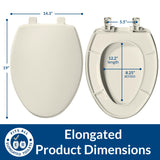Bemis 7300SLEC Slow Close Toilet Seat, Easy Clean Hinges and Durable Plastic Seat, Made in USA, Elongated, Biscuit