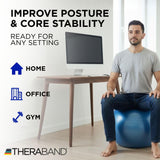 Theraband 23045 Exercise and Stability Ball for Improved Posture, Balance, Core Fitness, Coordination and Rehab, Blue, 75cm Diameter