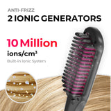 TYMO Ionic Hair Straightener Brush - One-Step Hair Straightener for Women, Straightening Brush with Negative Ions, 16 Temp Settings, LCD Display, Dual Voltage, Hot Comb Flat Iron for Frizz-Free Styles