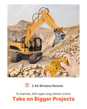 VEVOR Remote Control Excavator Toy 15 Channel 3 in 1 Remote Control Digger with Metal Shovel 1:14 Scale RC Excavator with Light & Sound Full Functional Construction Vehicles for Kids 2 Batteries