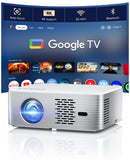 Google TV Projector 4K Support - CiBest Smart Projector with WiFi 6 and Bluetooth, Outdoor Movie Proyector Full-Sealed Optical Engine 3000 ANSI Home Ceiling Projector with Autofocus, Streaming Apps