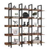 Bookcase and Bookshelves Triple Wide 5 Tiers Large Open Shelves