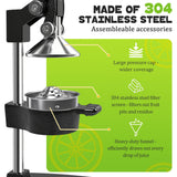 Cast Iron Manual Juicer – Heavy-Duty Hand Press Orange & Lemon Squeezer, Commercial Grade Hand Juicer Press (Black)